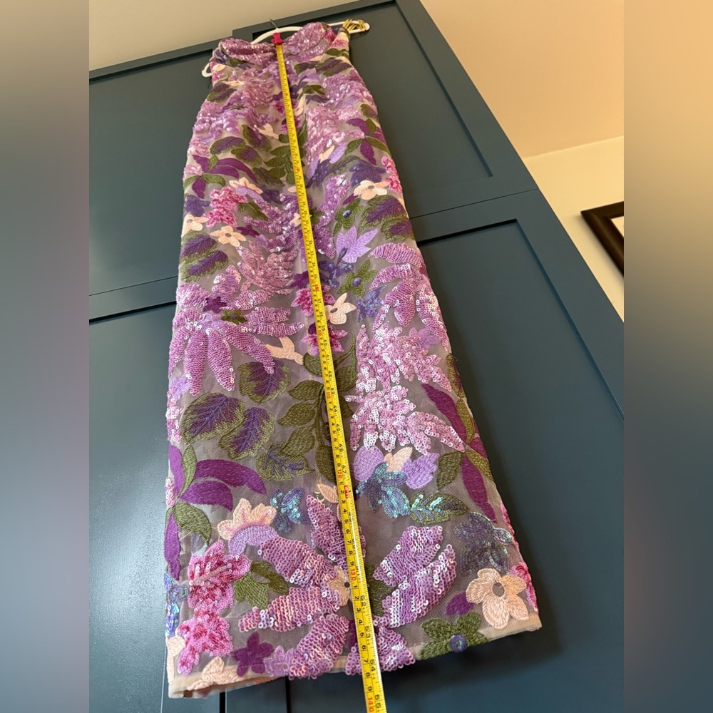 Bronx and Banco Lavender Floral Sequin Strapless Column Gown - Picture 3 of 9